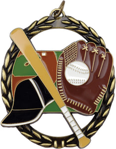 Baseball Negative Space 2.75" Medal with Neck Ribbon
