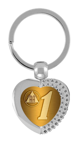AA Heart Key Chain with Printed Insert