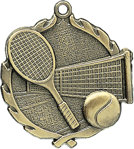 Sculptured Tennis Medal with Neck Ribbon