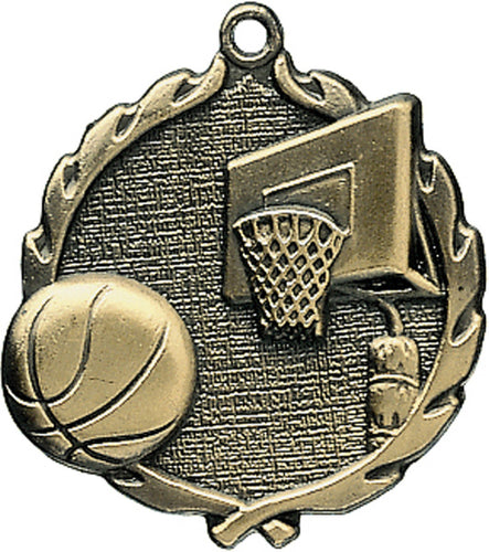 Sculptured Basketball Medal with Neck Ribbon