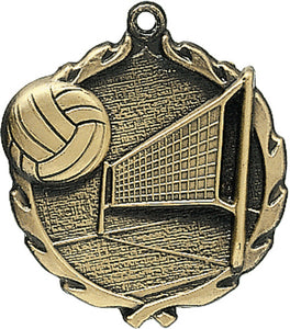 Sculptured Volleyball Medal with Neck Ribbon
