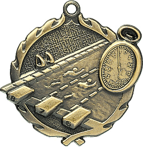 Sculptured Swimming Medal with Neck Ribbon