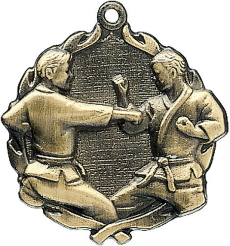 Sculptured Karate Medal with Neck Ribbon