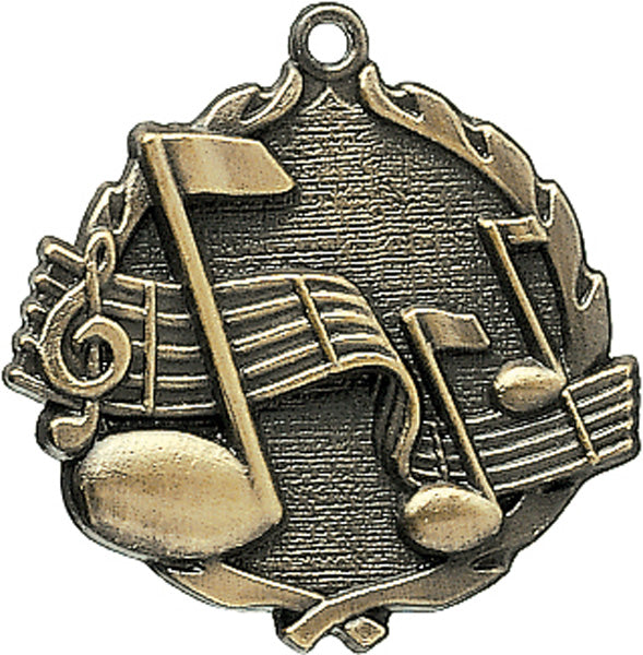 Sculptured Music Medal with Neck Ribbon