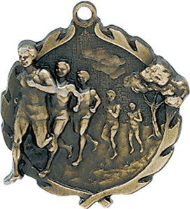 Sculptured Cross Country Medal with Neck Ribbon