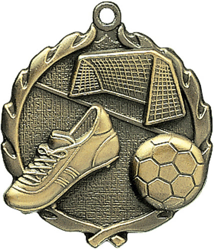 Sculptured Soccer Medal with Neck Ribbon