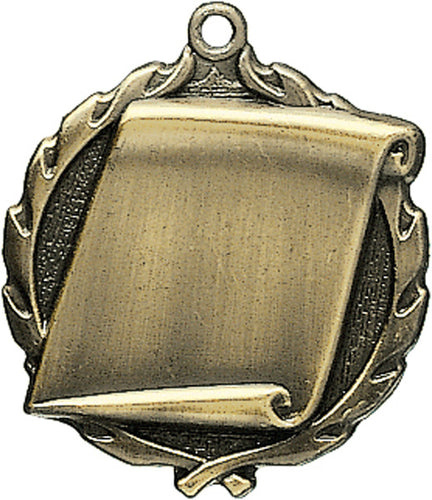 Sculptured Scroll Medal with Neck Ribbon