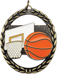 Basketball Negative Space 2.75" Medal with Neck Ribbon