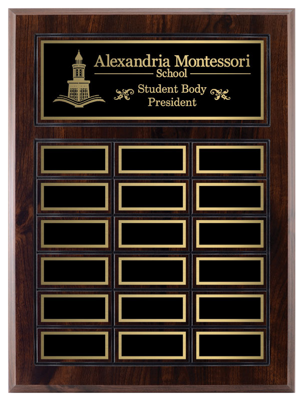 Grooved Walnut Finish Annual Plaque