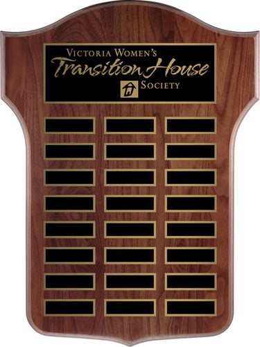 Walnut Thomas Annual Shield Plaque